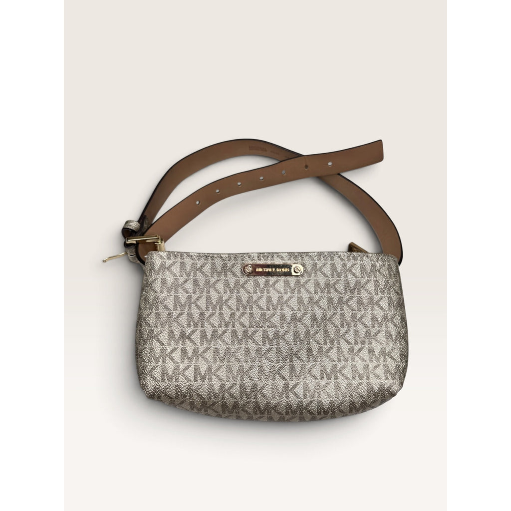 Michael Kors Signature Monogram Metallic Gold Belt Bag Waist Pack S/M