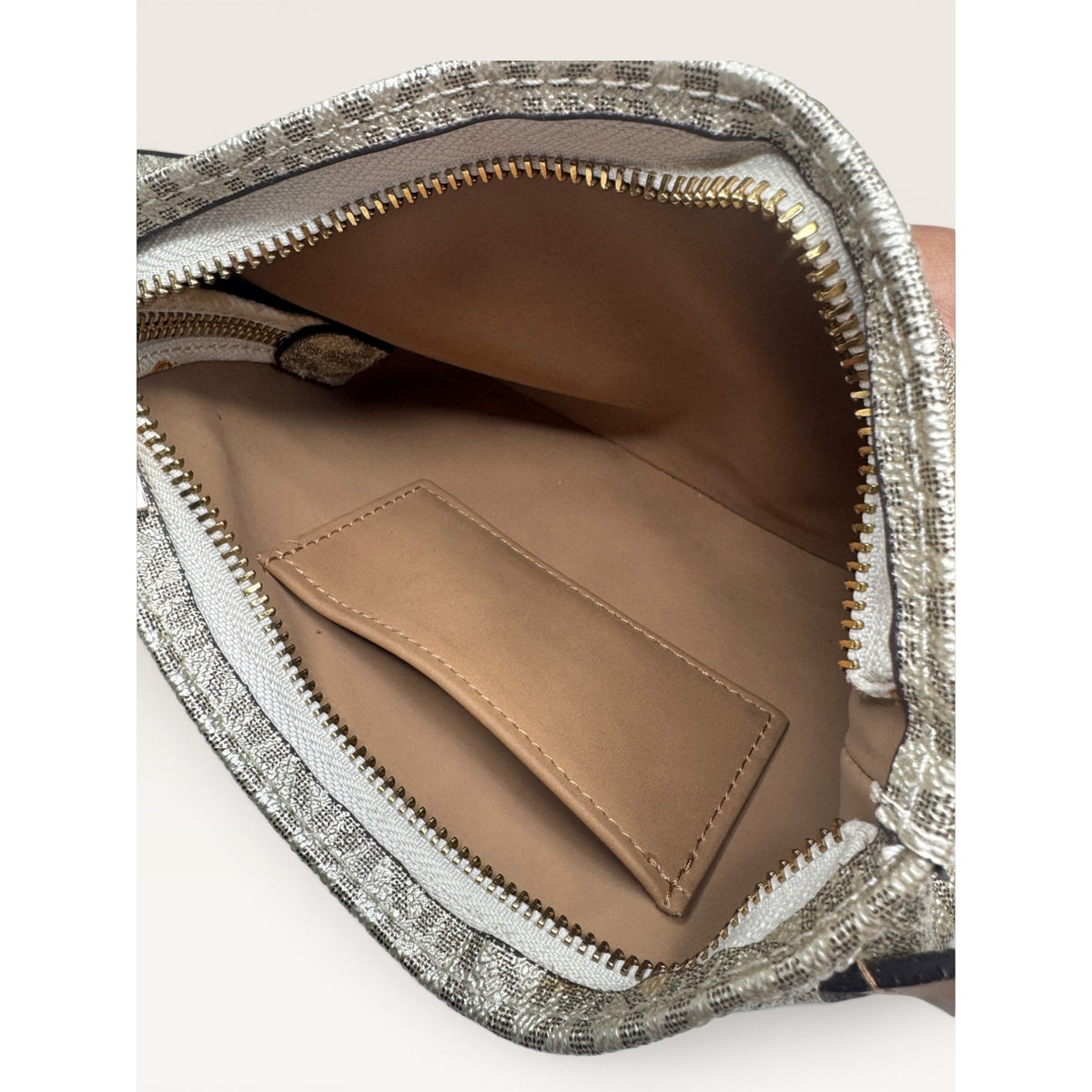 Michael Kors Signature Monogram Metallic Gold Belt Bag Waist Pack S/M
