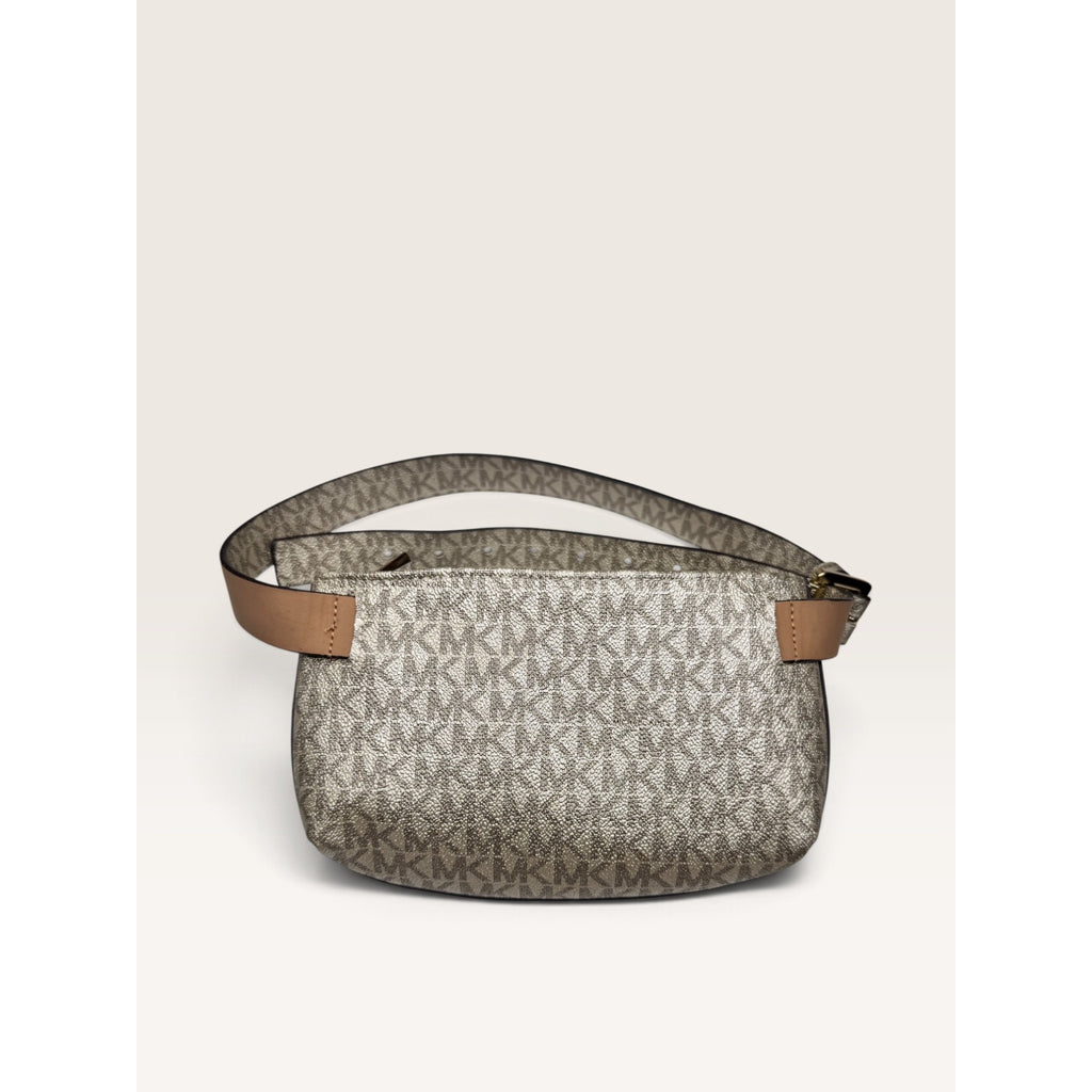 Michael Kors Signature Monogram Metallic Gold Belt Bag Waist Pack S/M