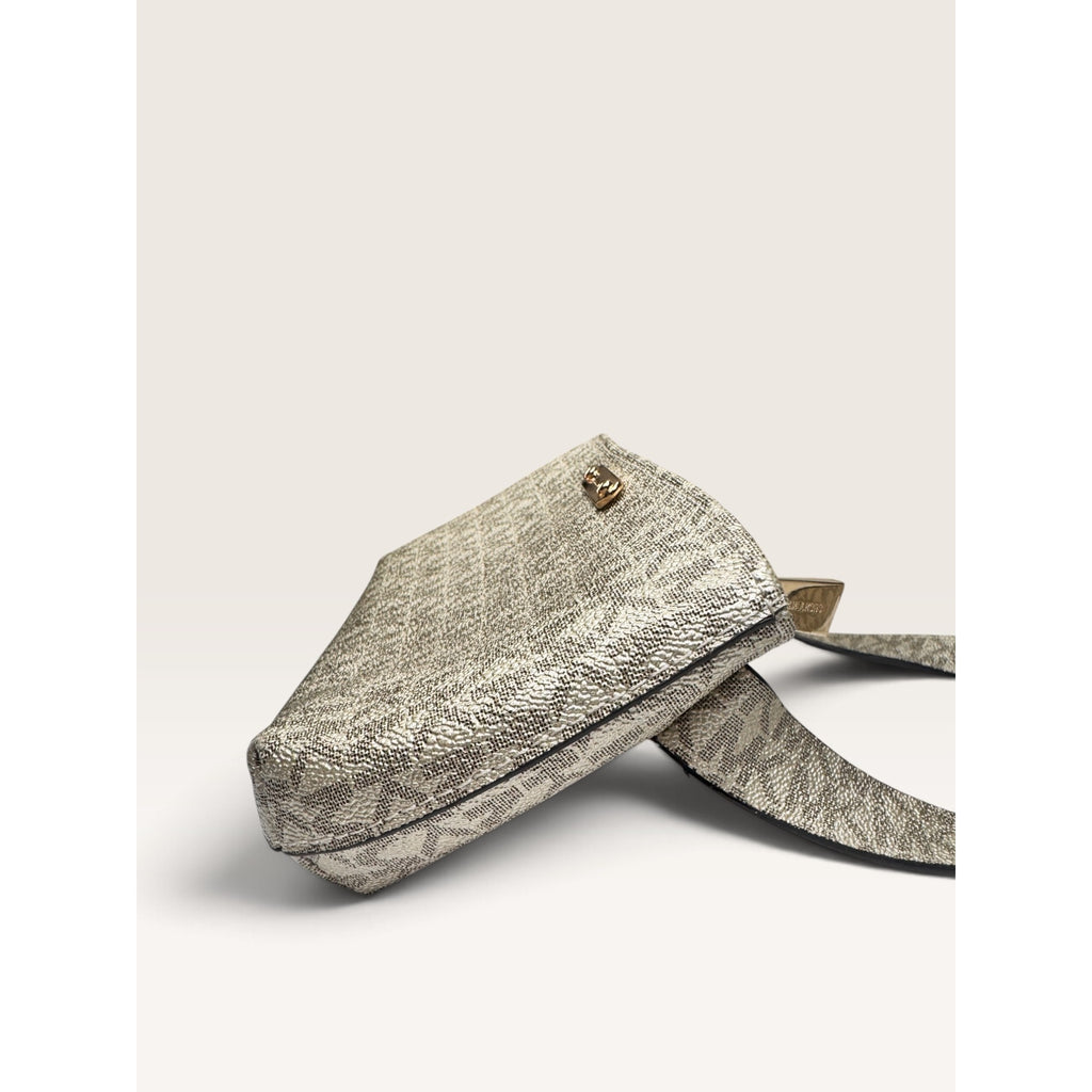 Michael Kors Signature Monogram Metallic Gold Belt Bag Waist Pack S/M