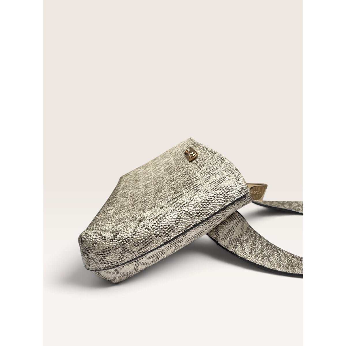 Michael Kors Signature Monogram Metallic Gold Belt Bag Waist Pack S/M