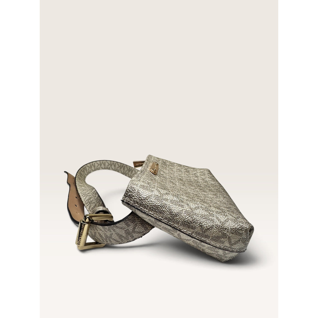 Michael Kors Signature Monogram Metallic Gold Belt Bag Waist Pack S/M