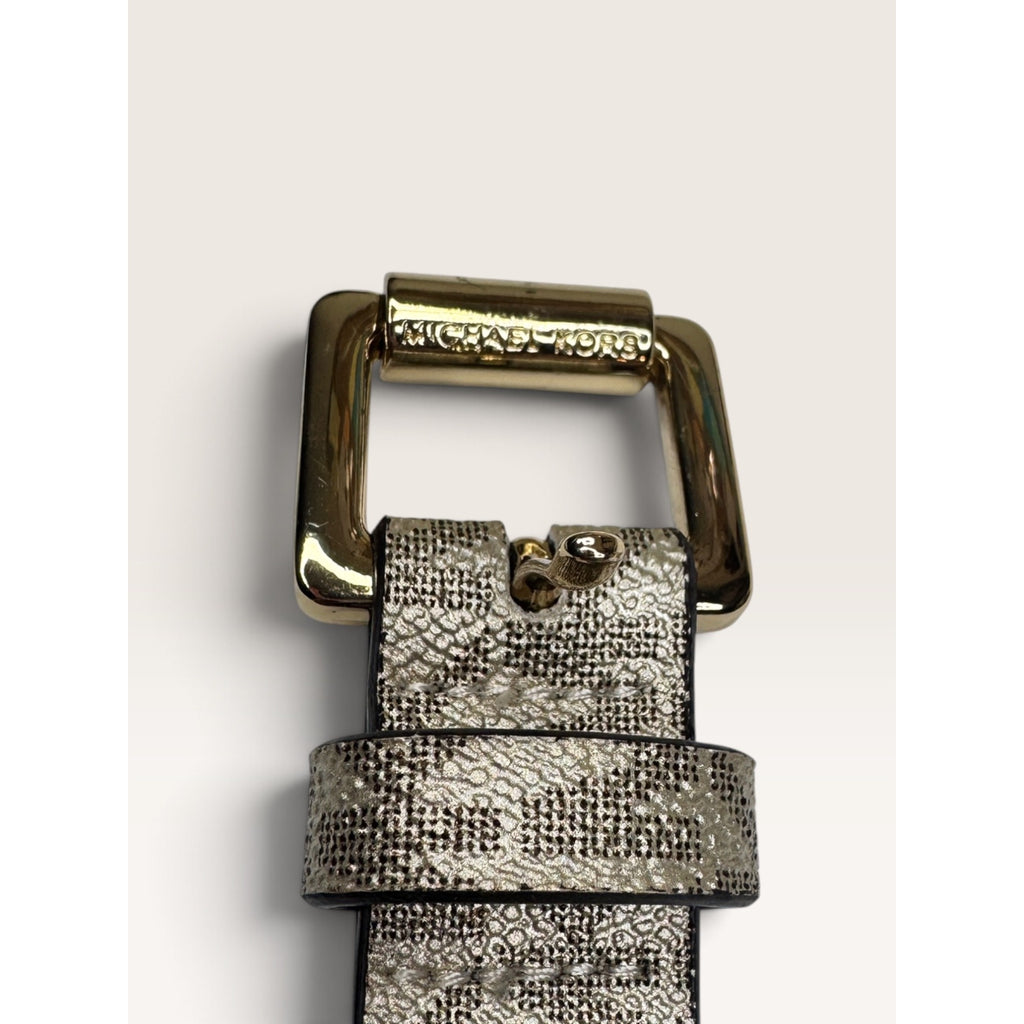 Michael Kors Signature Monogram Metallic Gold Belt Bag Waist Pack S/M