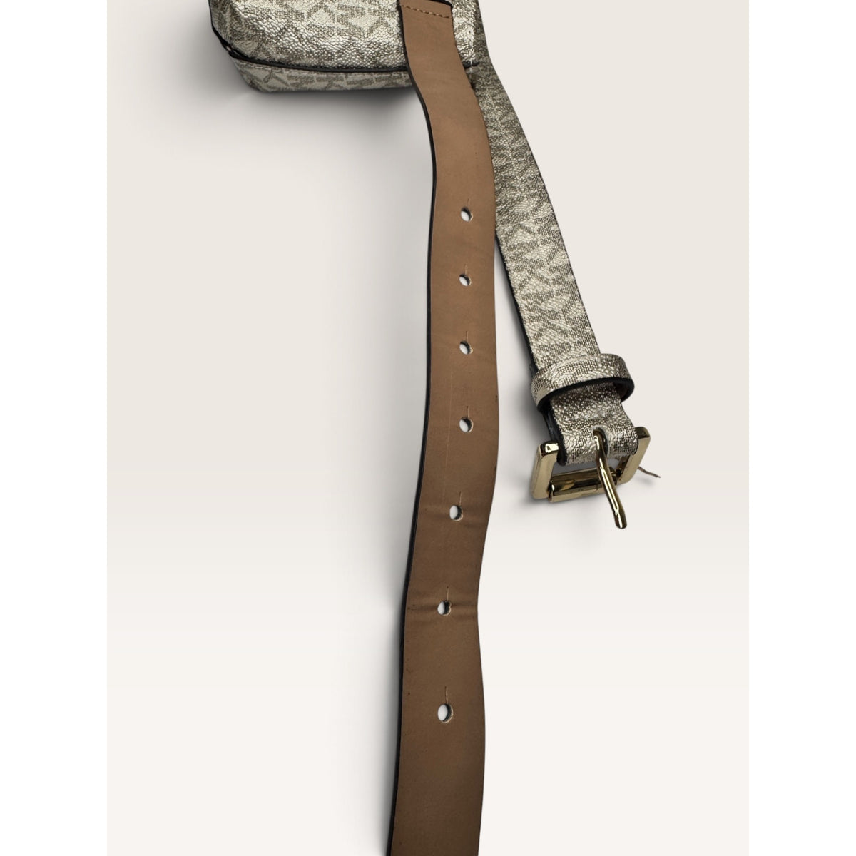 Michael Kors Signature Monogram Metallic Gold Belt Bag Waist Pack S/M