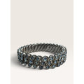 1950s British Hong Kong Ice Blue Rhinestone 3 Row Expansion Bracelet .55"