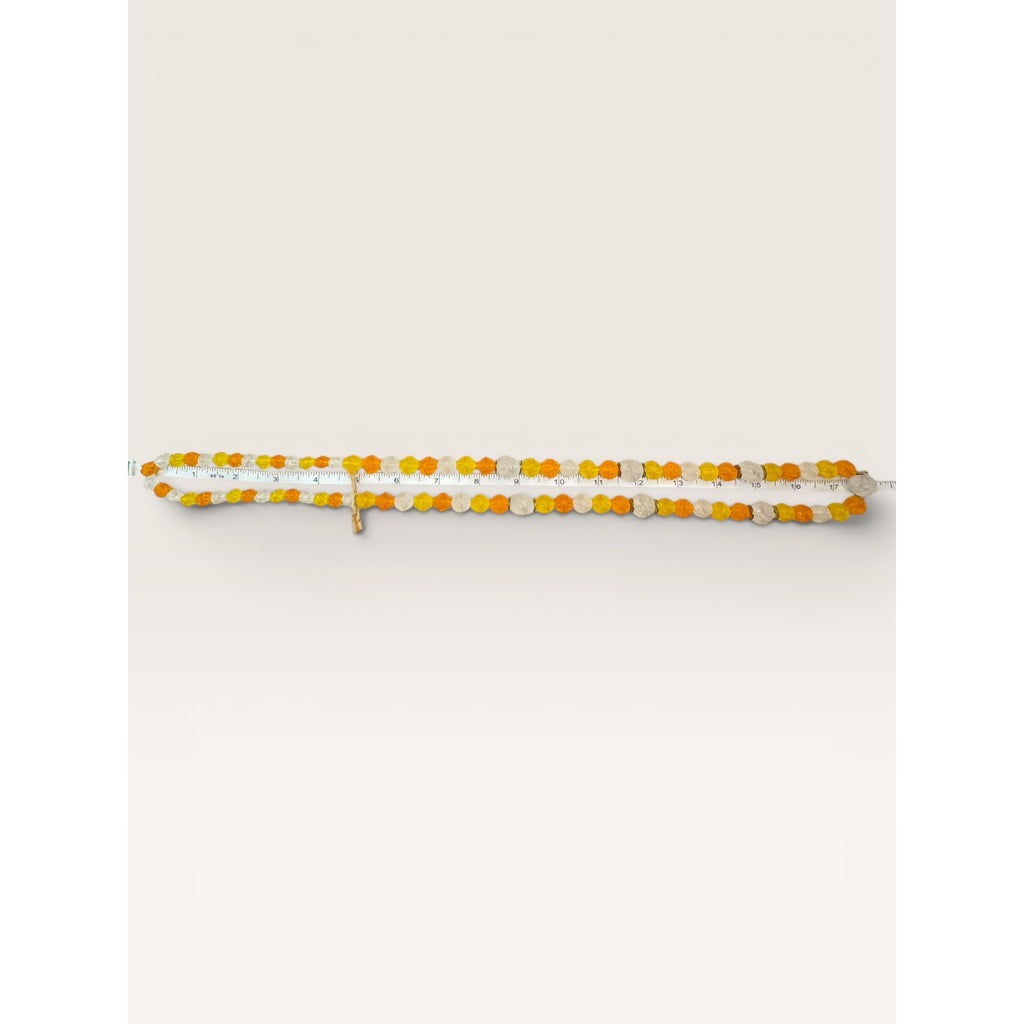 1960s Western Germany Yellow Orange Clear Plastic Bead Strand Necklace 35"