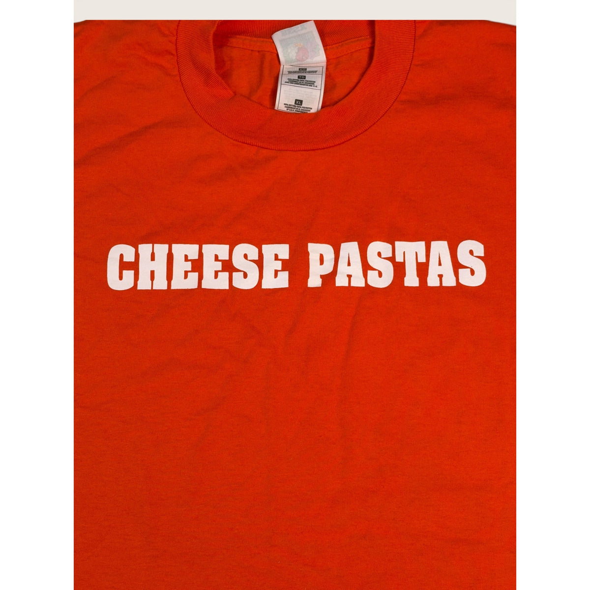 Vintage Y2K Cheese Pastas Orange T-Shirt XL Fruit of the Loom Best Funny Tee