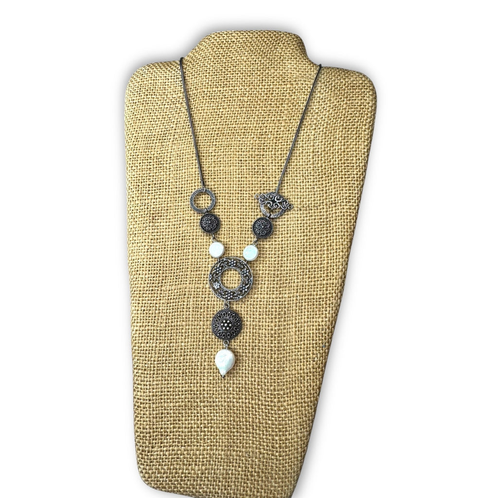 Neta Wolpe Handmade Coin Pearl Sterling Silver Necklace