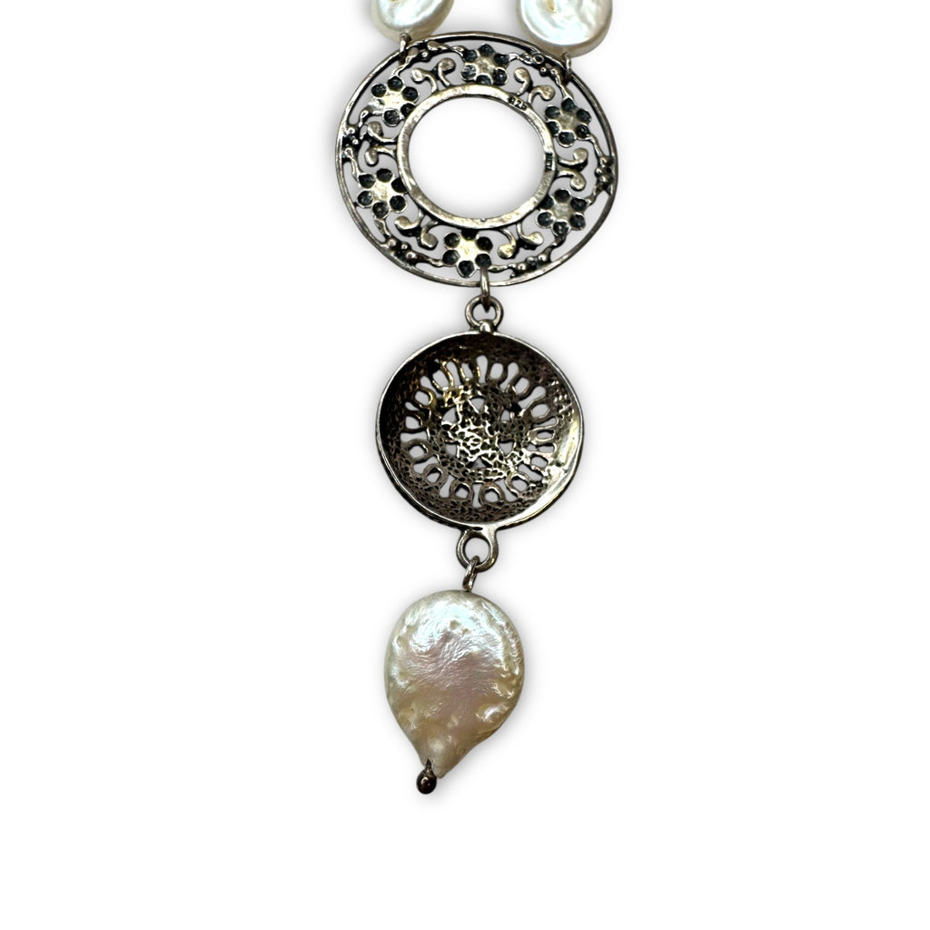 Neta Wolpe Handmade Coin Pearl Sterling Silver Necklace