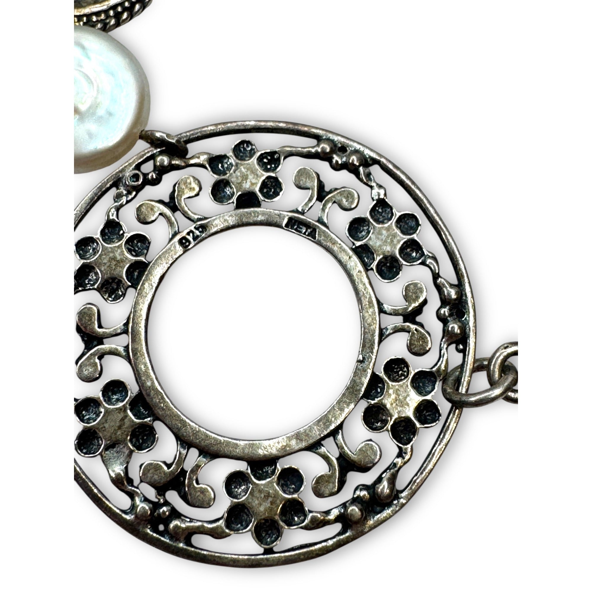 Neta Wolpe Handmade Coin Pearl Sterling Silver Necklace