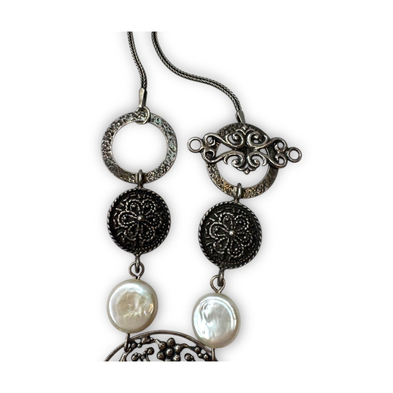 Neta Wolpe Handmade Coin Pearl Sterling Silver Necklace
