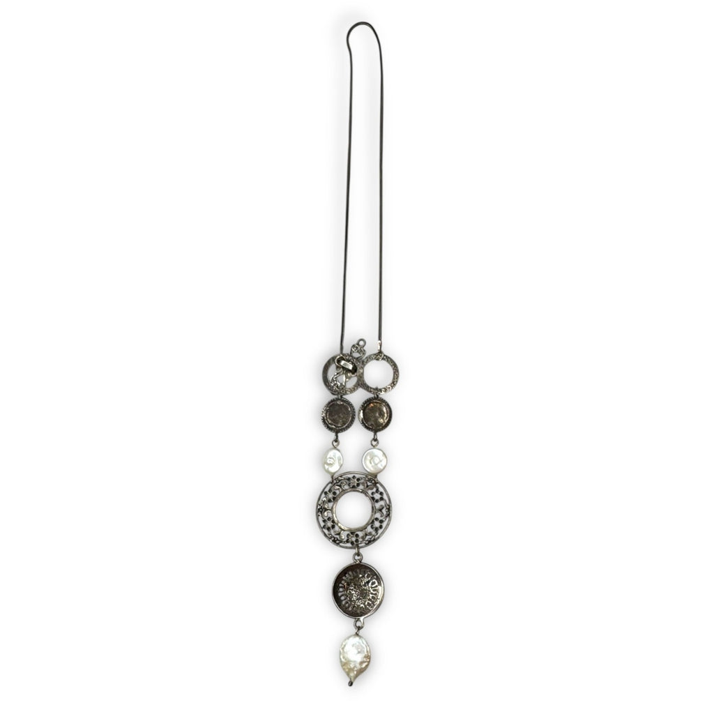 Neta Wolpe Handmade Coin Pearl Sterling Silver Necklace
