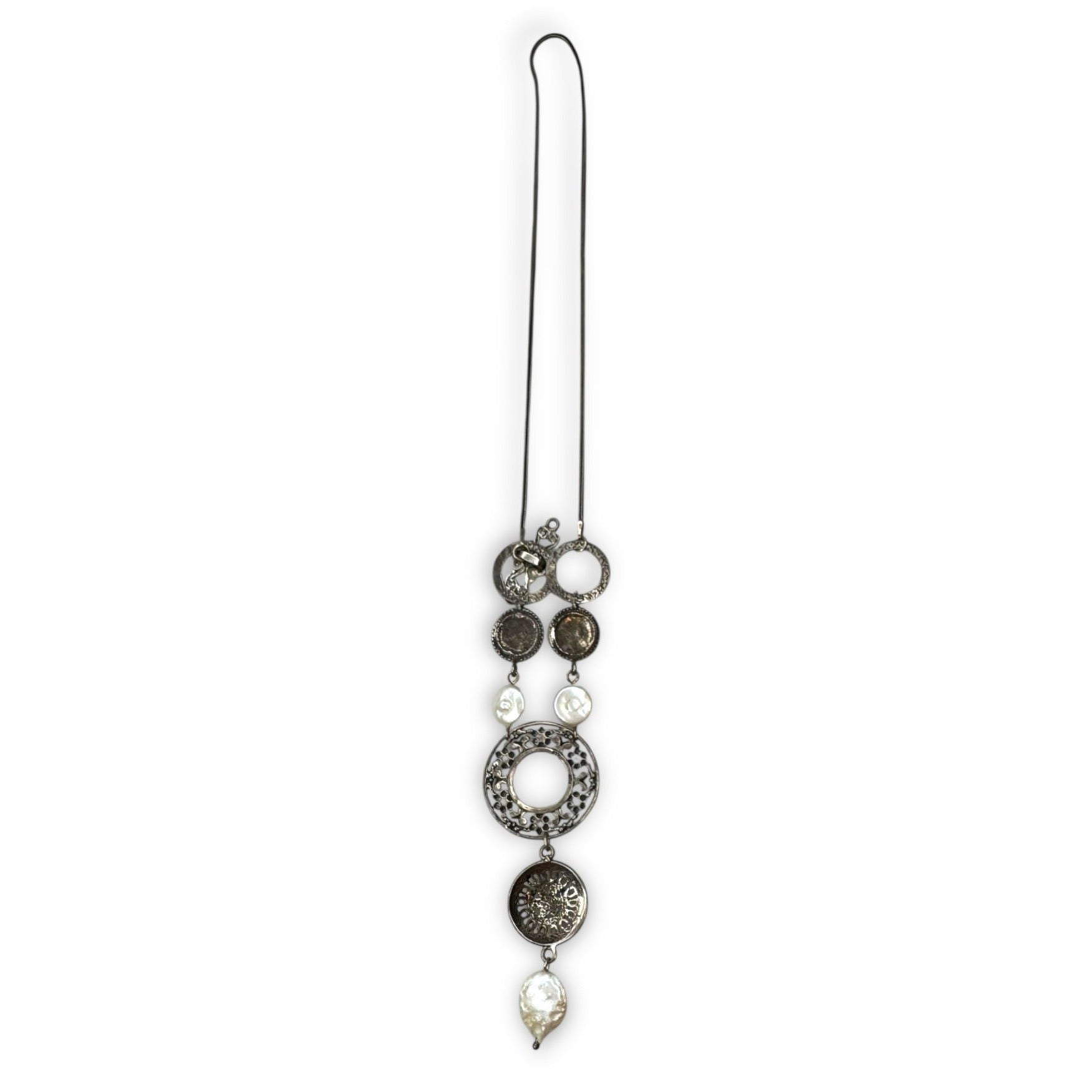 Neta Wolpe Handmade Coin Pearl Sterling Silver Necklace