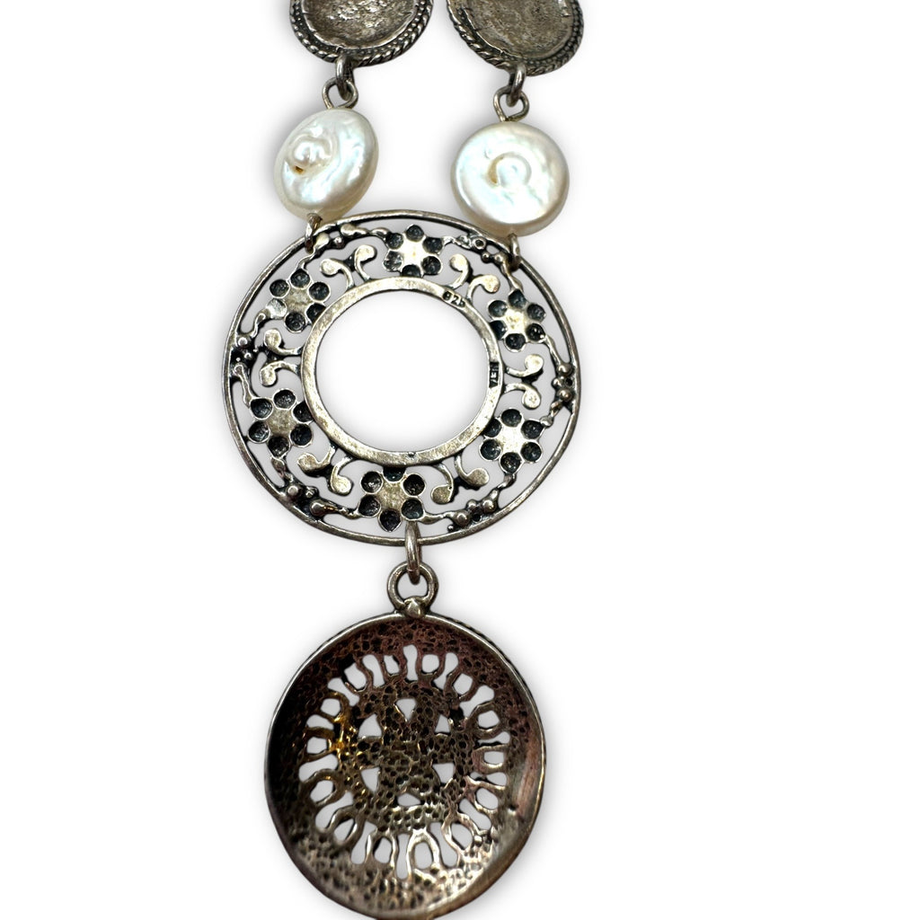 Neta Wolpe Handmade Coin Pearl Sterling Silver Necklace
