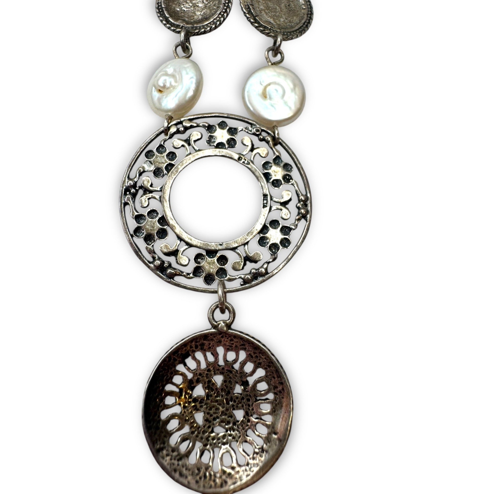 Neta Wolpe Handmade Coin Pearl Sterling Silver Necklace