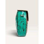 Antik Kraft Amoli Mosaic Stone Metal Clutch Crossbody Bag Turquoise Red Gold Good