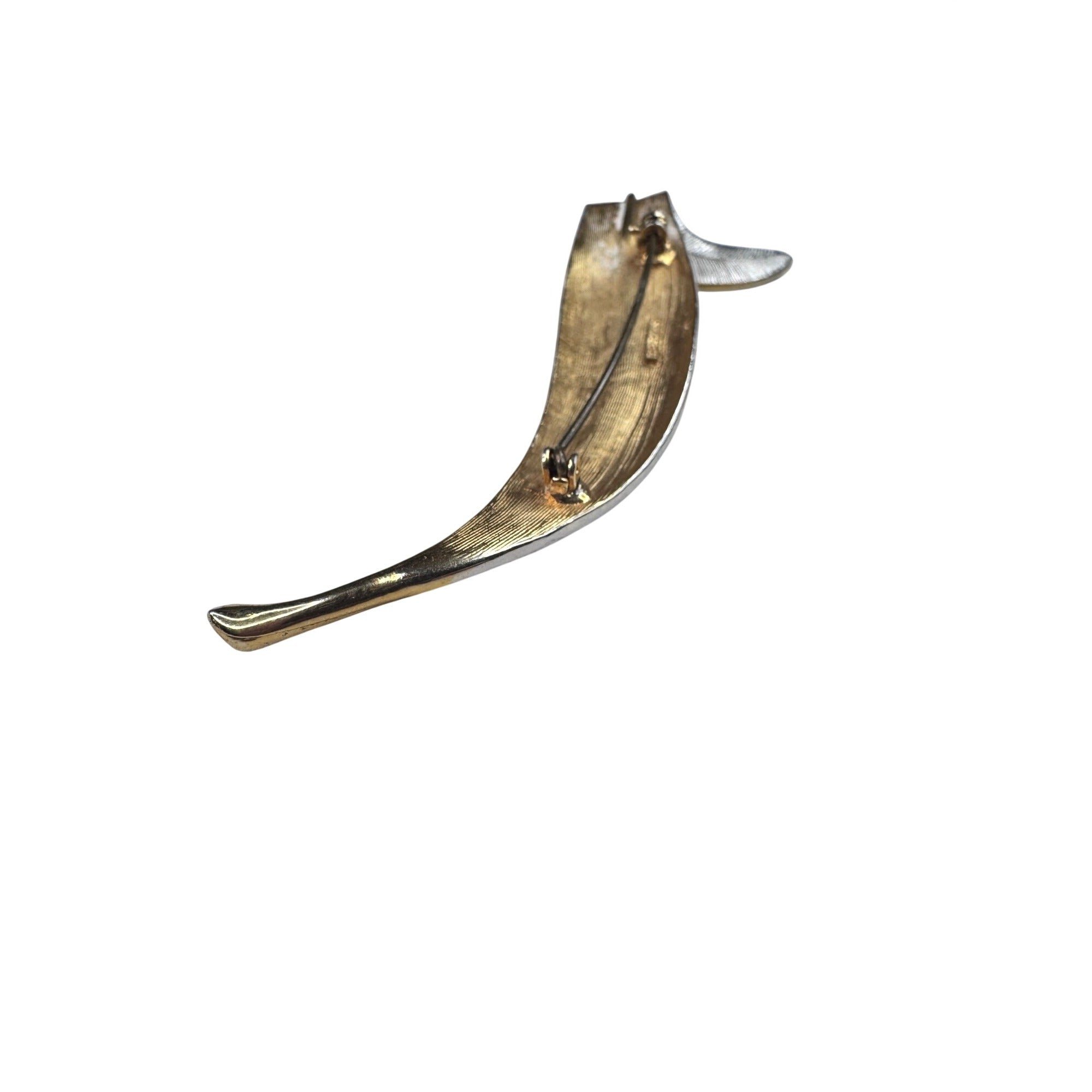 Hope Chest Leaf Brooch Gold Silver Tone 1960s Vintage