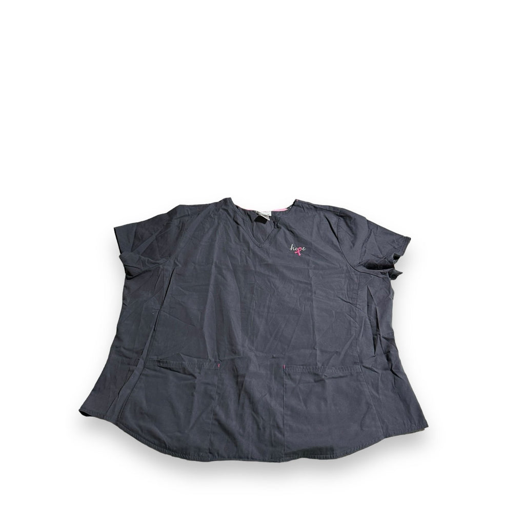 Scrubstar Breast Cancer Gray Hope Pink Ribbon Short Sleeve Scrub Top 3X