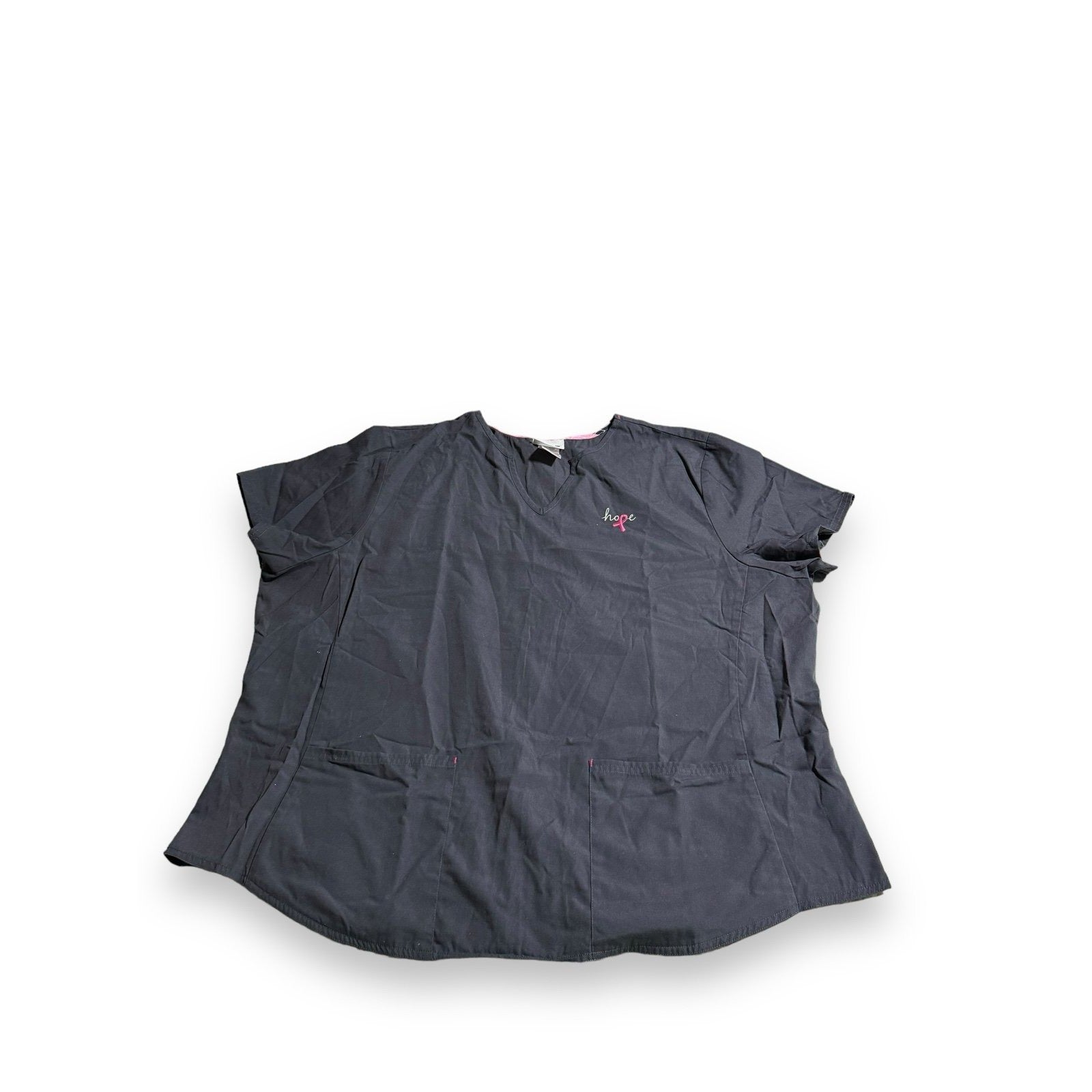 Scrubstar Breast Cancer Gray Hope Pink Ribbon Short Sleeve Scrub Top 3X