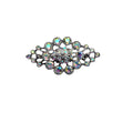 Vintage Unsigned AB Crystal Openwork Brooch Silvertone 2.43”