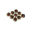 Vintage Unsigned Floral Cluster Brooch Pink Glass Cabochon Gold Tone 2.32”